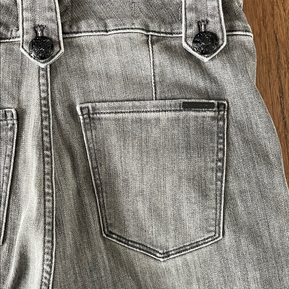 White House Black Market Gray Wide-Leg Flare Jeans with Button Detail - Picture 6 of 7
